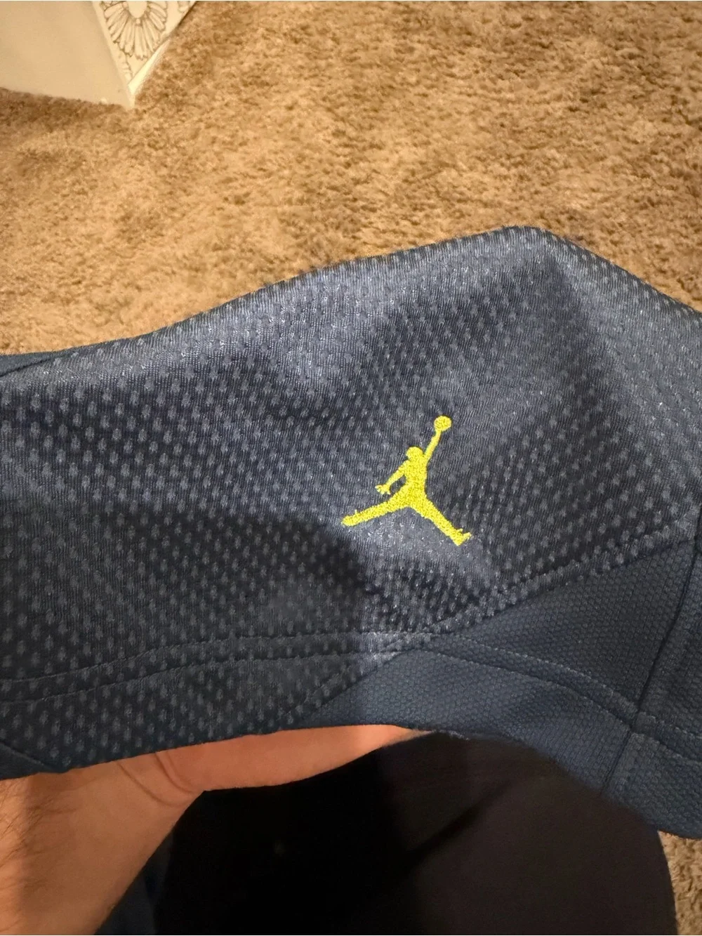 Jordan Navy Athletic Basketball Shorts with Neon Jumpman
